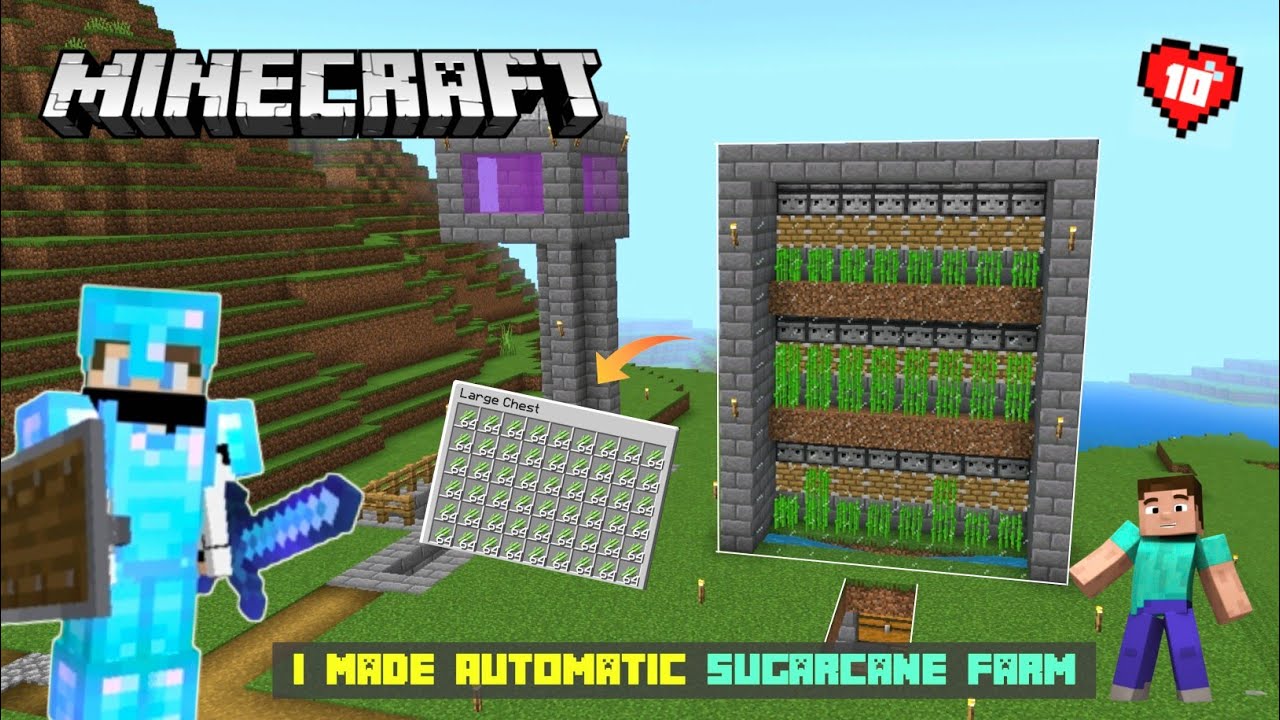 I Made An Automatic Giant Sugarcane Farm In Minecraft Pe Survival ...