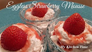 How i make eggless strawberry mousse recipe at home easily quickly