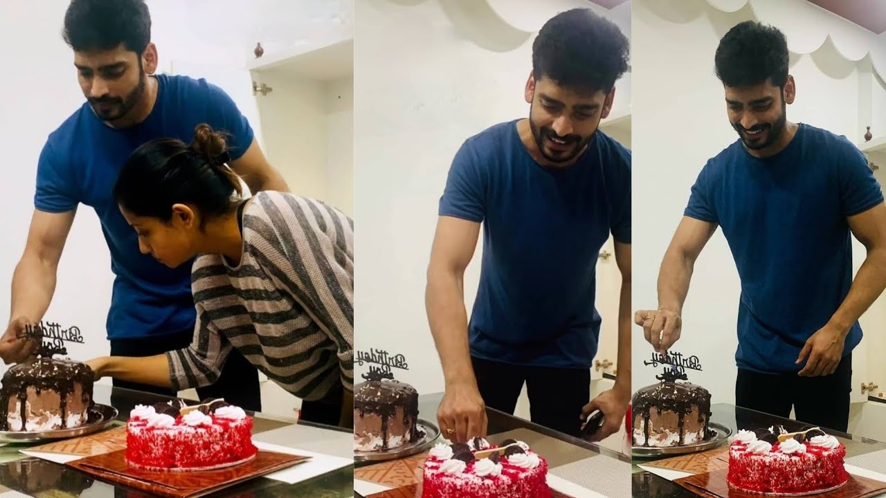 Tv serial acter Ravi Krishna birthday celebration photos with Navya Swami