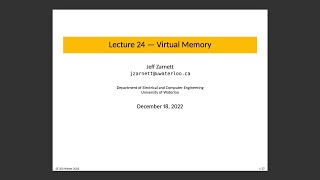 SE 350 Lecture 24: Virtual Memory