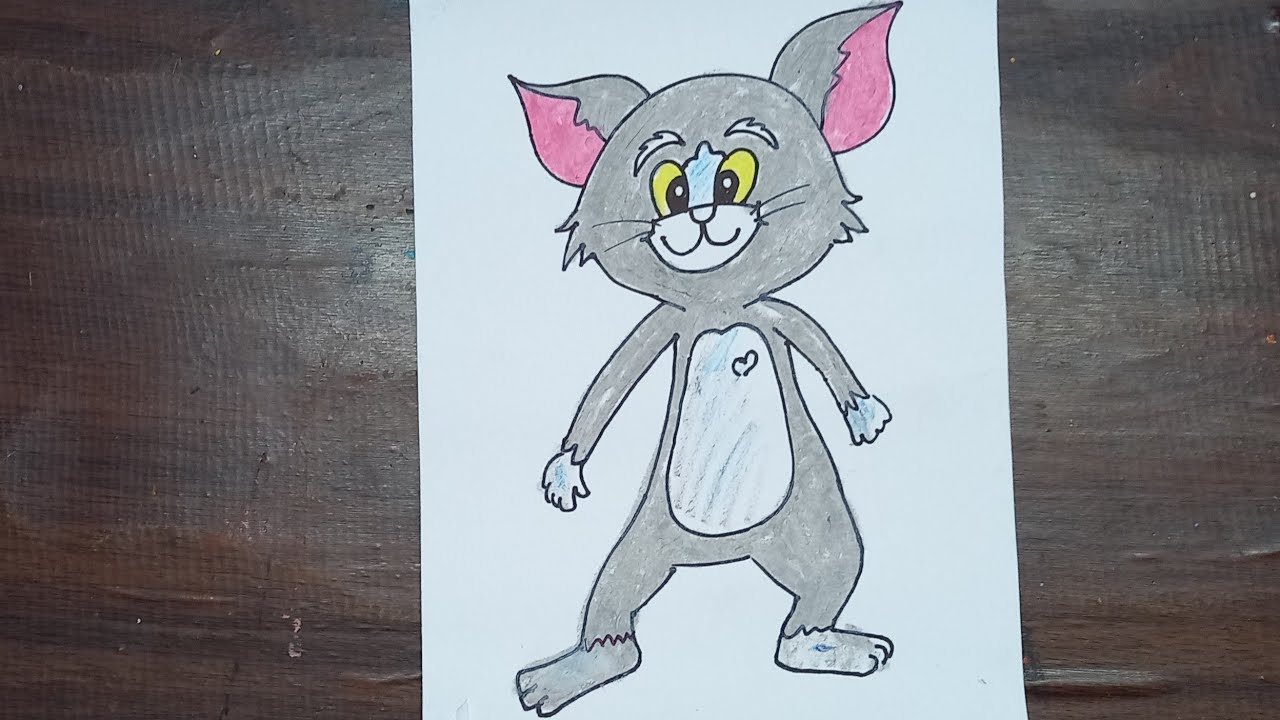 How to Draw Tom Cat,Tom & Jerry Cartoon Drawing,Baby Tom Cat Drawing,How To Draw Talking Tom 