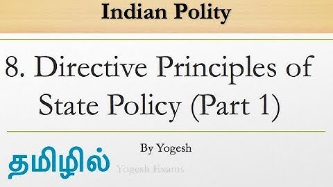 #8 Directive Principle of State Policy Part-1 | Laxmikanth | INDIAN POLITY | TAMIL | Yogesh Exams