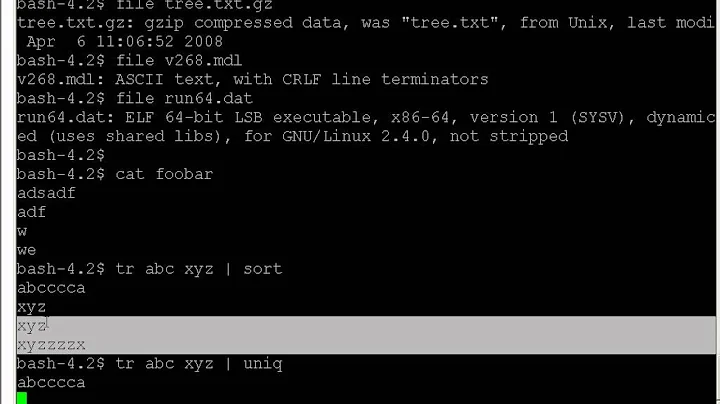 Using the tr command in LINUX to translate between characters