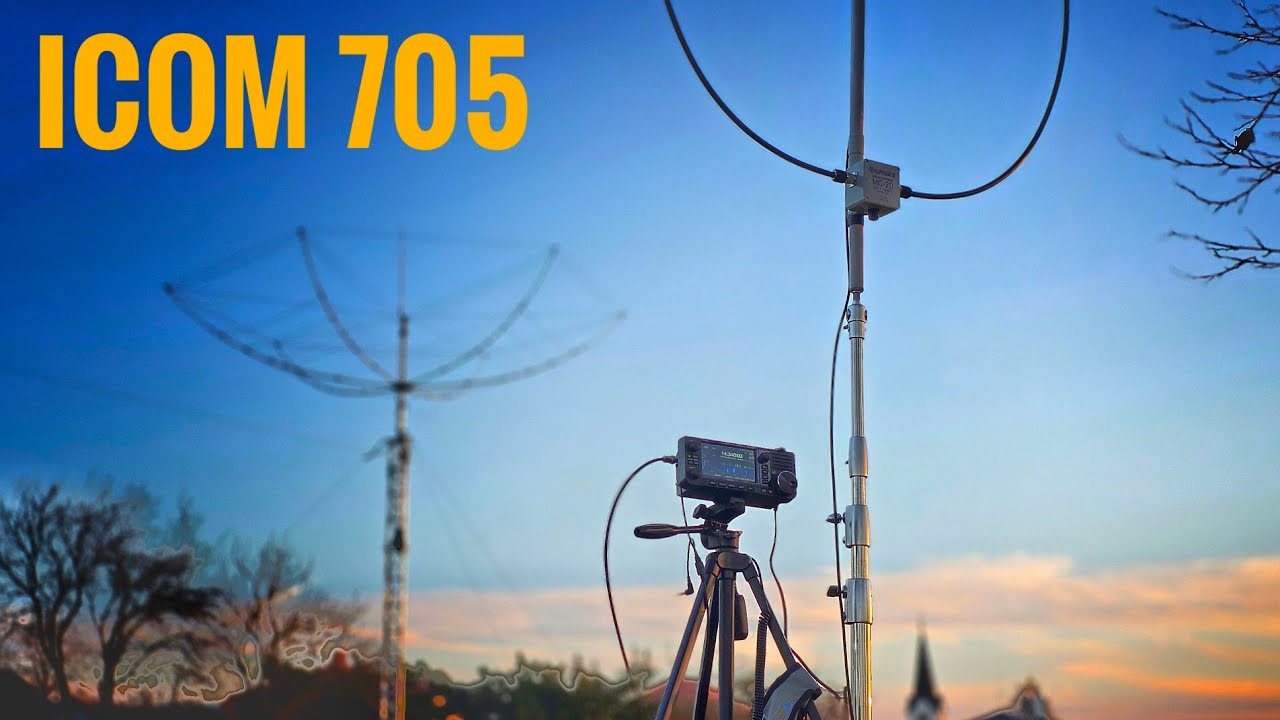 ICOM IC-705 and MC-20 Magloop + 4m tall Tripod