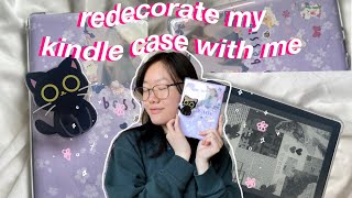 decorate my kindle case with me!! purple theme, aesthetic, stickers etc ✨