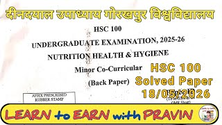 HSC 100 nutrition health and hygiene minor paper DDU Gorakhpur University 18/05/2026