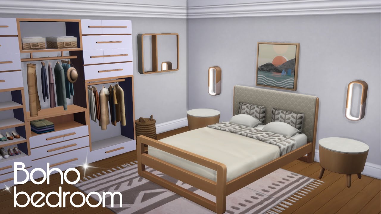 BOHO BEDROOM TUTORIAL | The Sims 4 | NO CC | Speed build - YouTube