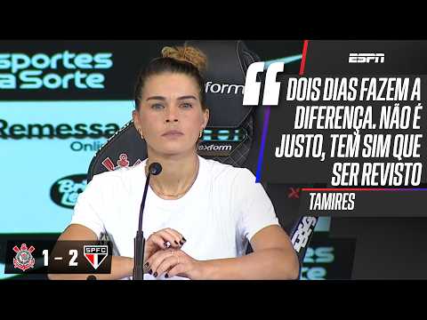 TAMIRES CRITICA CALENDÁRIO E EXPLICA DERROTA DO CORINTHIANS NA IDA DA FINAL DO BRASILEIRO | COLETIVA