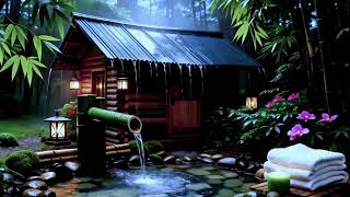 Bamboo Forest Cabin Ambience 🌿 Water Stream Sounds & Relaxing Soft Piano Music screenshot 5