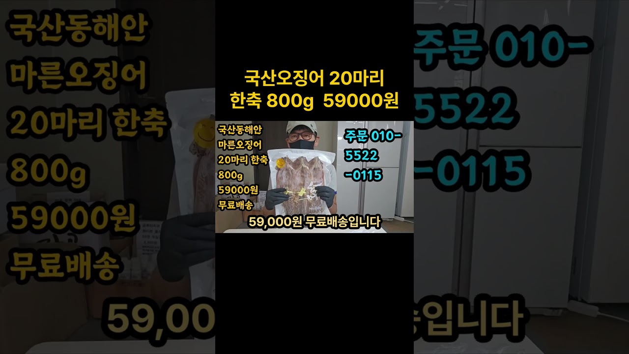 국산오징어 20마리 한축 800g