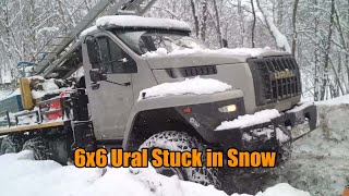 Russian Ural NEXT 6x6 Truck Stuck in Snow