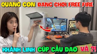Vlog Troll | Quang Con Đang Chơi Free Fire Khánh Linh Cúp Cầu Dao Và Cái Kết !!!