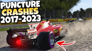 F1 PUNCTURE CRASHES 2017-2023 #2 screenshot 2