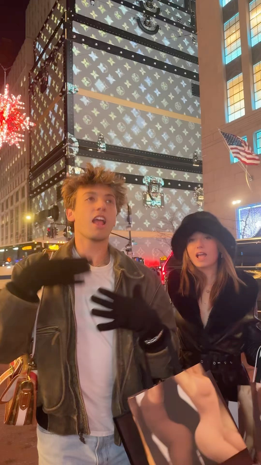 lol we almost got hit by a bus ​⁠?@NicoletteDurazzo #suitcase #louisvuitton #nyc #sheadurazzo
