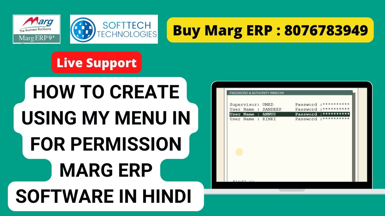 #MargLiveSupport How to create my menu for employee user permission in ...