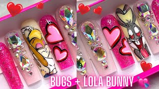 XXL BUGS+LOLA BUNNY FREESTYLE NAIL SET 💅🏼💞 ! CUTE PRESS ON NAILS TUTORIAL