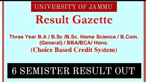 University of Jammu UG 6th Semester Result Out || Jammu University 6 semester Result out 2023