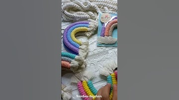 CUTE RAINBOW KEYCHAIN  #shorts #pelangi #macrame