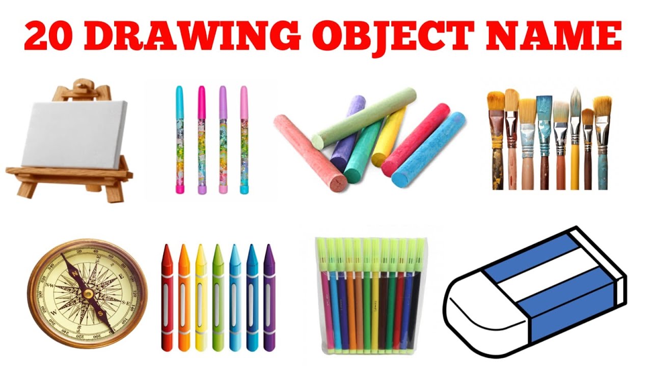 20 Drawing Objects Name in Hindi & English | Kids Learning Easy Drawing Objects Names | Study Video