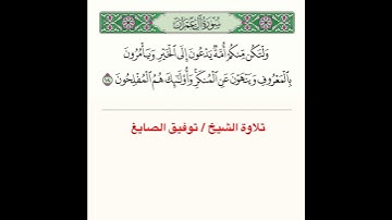 تلاوة من سورة آل عمران للشيخ توفيق الصايغ ﴿ وَلتَكُن مِنكُم أُمَّةٌ يَدعونَ إِلَى الخَيرِ ﴾..الآية