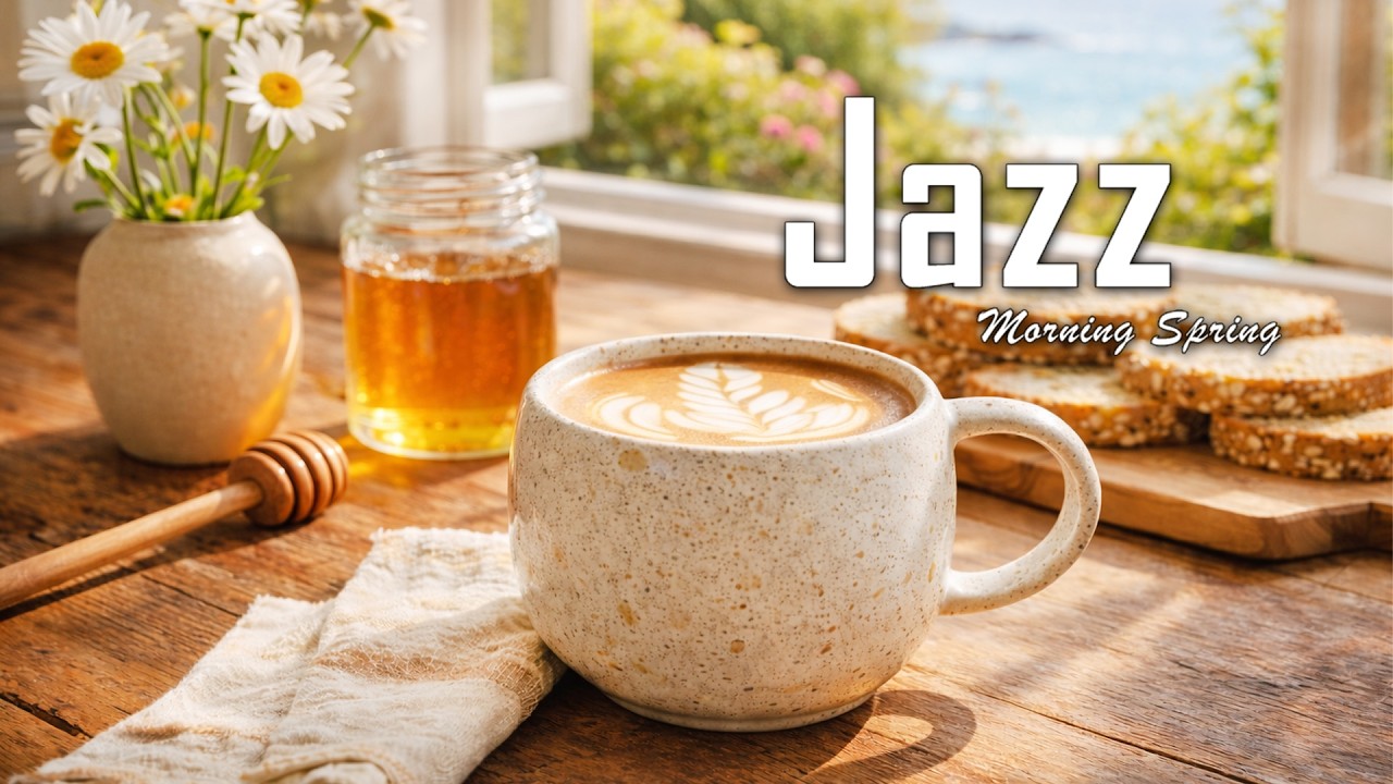 Morning Spring Jazz Music ~ Relaxing Spring Coffee Shop Ambience for Focus and Study Day
