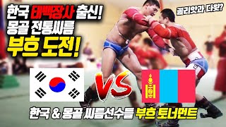 한국전통 씨름 vs 몽골씨름 이번엔 전통몽골씨름 부흐로 붙는다!!(부산갈매기씨름단&몽골씨름단 친선교류전)Korean wrestler vs Mongol wrestler fight!