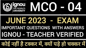 MCO 04 MOST IMPORTANT QUESTIONS JUNE 2023 EXAM | MCO 004 IMPORTANT QUESTIONS - MCO 04 JUNE 2023 EAXM