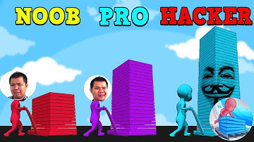 NOOB vs PRO vs HACKER in Stack Colors! (Voodoo) - All Levels Gameplay Android, iOS - Kids TV Channel