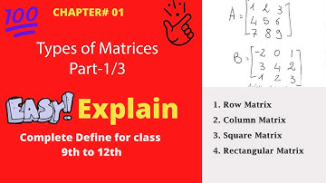 Types of Matrices || Row Matrix || Column Matrix || Easy Way || Class 9th || Urdu/Hindi Part(1/3)
