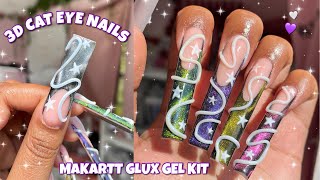 FRENCH CAT EYE GALAXY 3D POLYGEL NAILS! ✨ | MAKARTT SOLID GLUX GEL KIT | EASY 3D NAIL ART