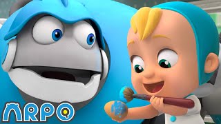 arpo and baby daniel paint easter eggs 1 hour of arpo the robot funny kids cartoons