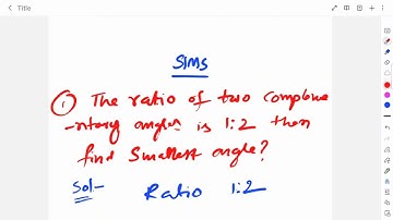 The ratio of two complementary angles is 1:2 then find smallest angle?