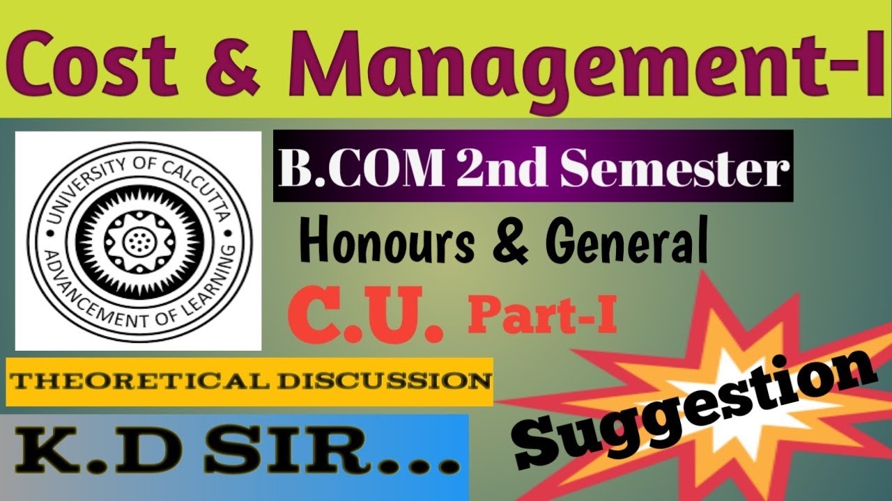 Suggestion of Cost & Management Accounting I 2022 2nd Sem