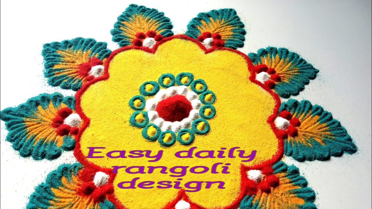 Very easy daily rangoli/daily rangoli design - YouTube