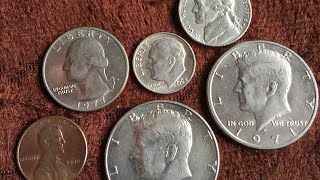 Один дайм 1964 и центы 1960-1980 г.г. Монеты США