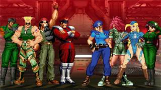 [KOF Mugen] Ralf Jones, Bison, Heidern &amp; Guile Team vs Cammy, Jill, Leona &amp; Athena Team