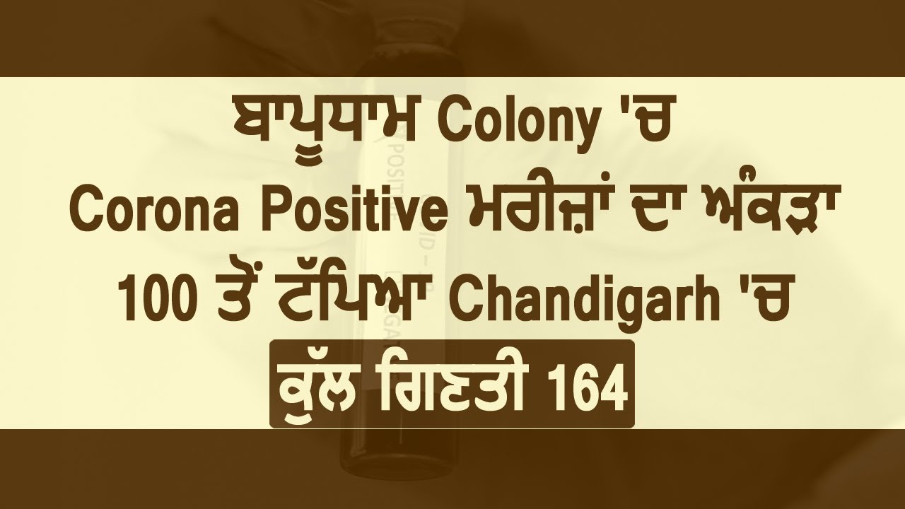 Bapudham Colony में Corona Positive मरीजों का आंकड़ा 100 के पार ,Chandigarh में कुल गिनती हुई 164