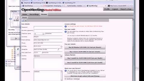 OpenMeetings Paypal Integration and Invoicing Sample Video Key Features