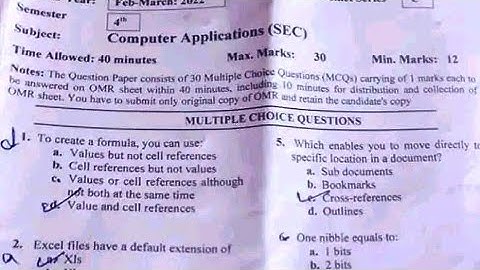 Computer Applications 4th sem Answer key kashmir University