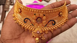 Latest D Choker Necklace Design D Fancy Aad Design Weight&Price22Ct Bridal Choker Necklace