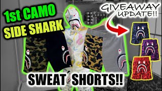 Bape 1st Camo Half Side Shark Sweat Shorts Review + Giveaway Update!!!