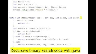 Recursive Binary Search code with Java programming