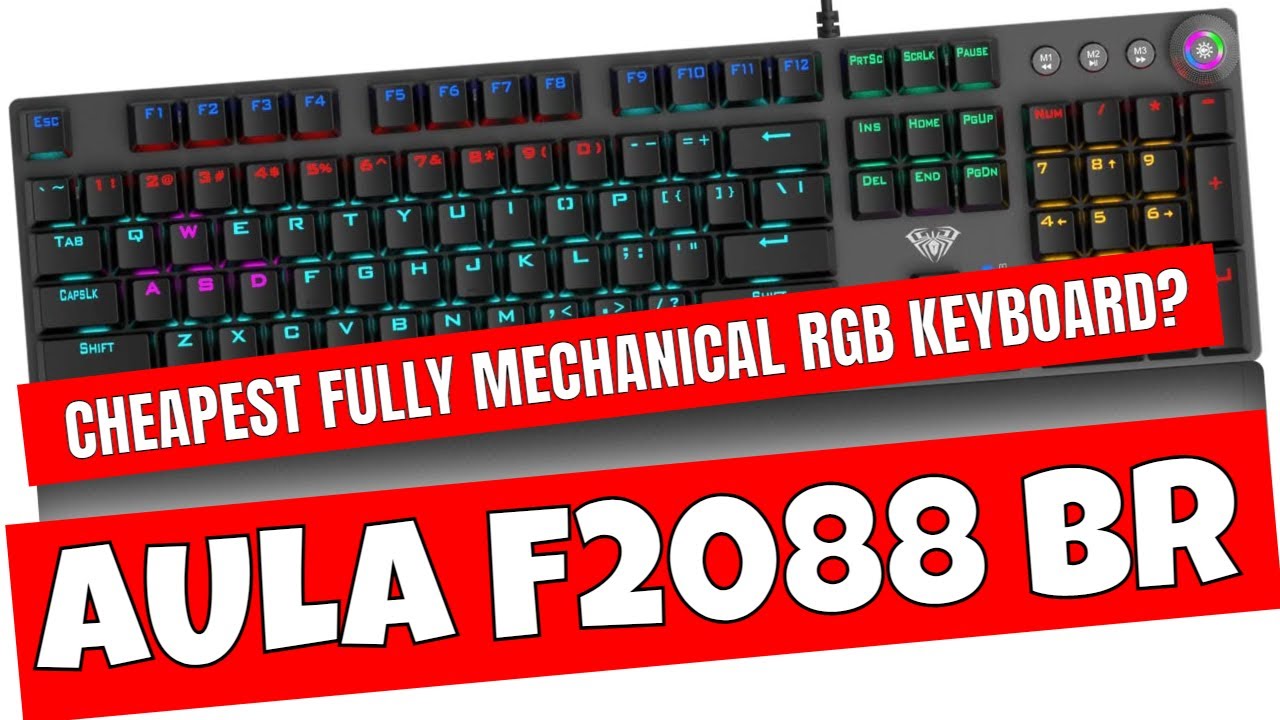 AULA F2088/F2058 Mechanical Gaming Keyboard Detachable wrist rest  Multimedia Knob, 104 Keys Anti-ghosting Marco Programming metal panel LED  Backlit keyboard for PC Gamer (Punk keycap) 