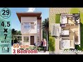 3 BEDROOM SMALL & SIMPLE HOUSE DESIGN (4.5 X 7 meters) | TWO STOREY HOUSE DESIGN