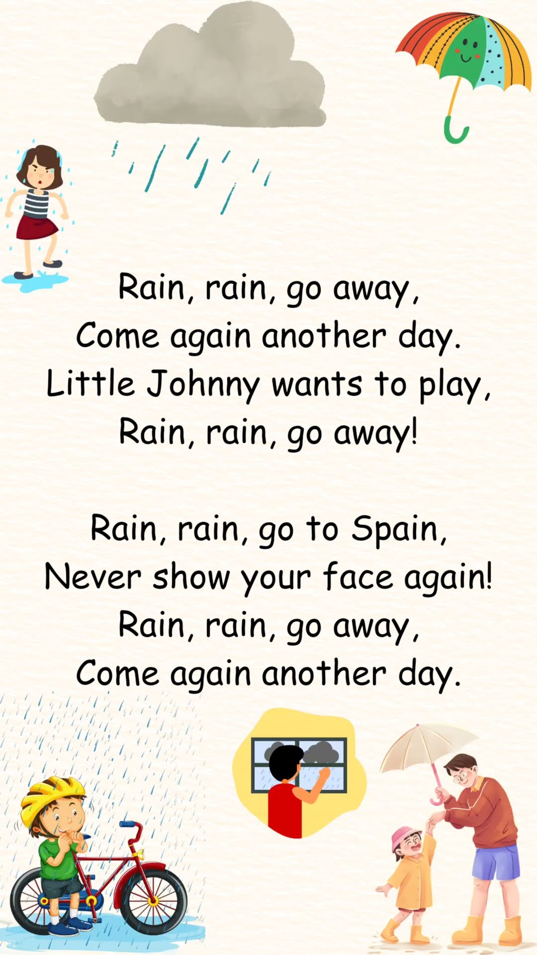 Rain Rain Go Away | Nursery Rhyme and Kids Songs | #shorts - YouTube
