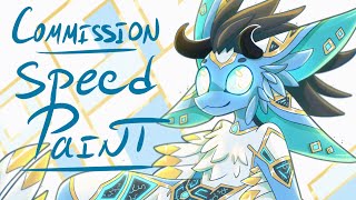 Blue n gold rhombus | Medibang Speedpaint | Commission (furry)