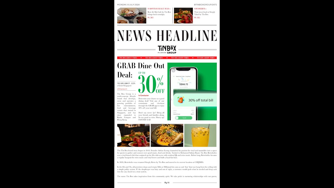 30% OFF your next bill? | Tin Box Group Eats