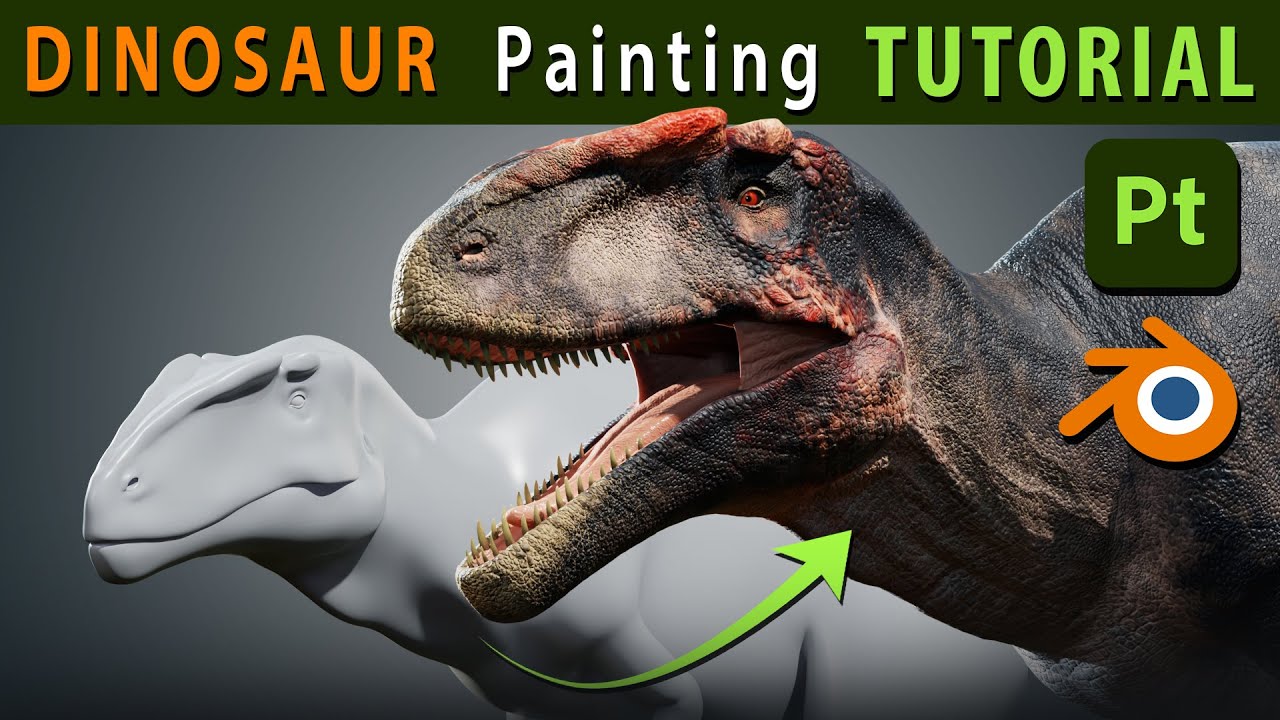 Dinosaur Texture painting | Blender to Substance Painter Tutorial