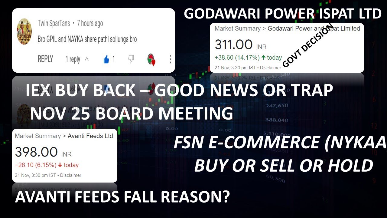 IEX BUYBACK TRAP OR GOOD NEWS | NYKAA EXPLAINED | GPIL LIMITED 15% UP WHY? | AVANTI FEEDS 6% DOWN