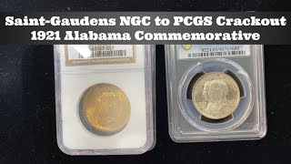 1907 Saint-Gaudens Gold $20 NGC to PCGS Coin Crackout  |  1921 Alabama Commemorative Half Dollar 1907 High Relief 20 Saint Gaudens Double Eagle In Ms 64 Ngc Up For Auction Through Stacks Bowers